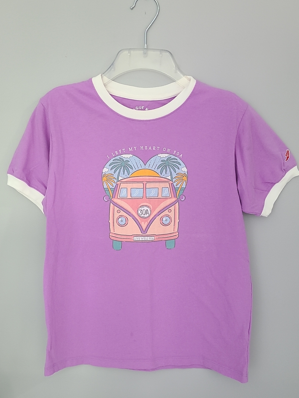 League Kids Live Well Left My Heart On 30A Florida Lilac T-shirt VW Van Graphic